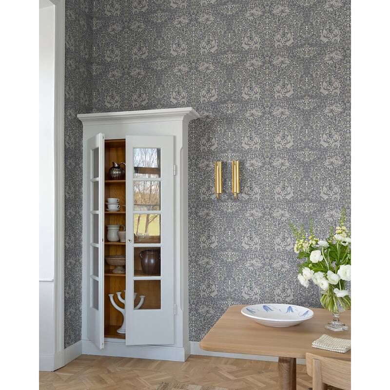 A-Street Prints African Marigold Grey Floral Wallpaper