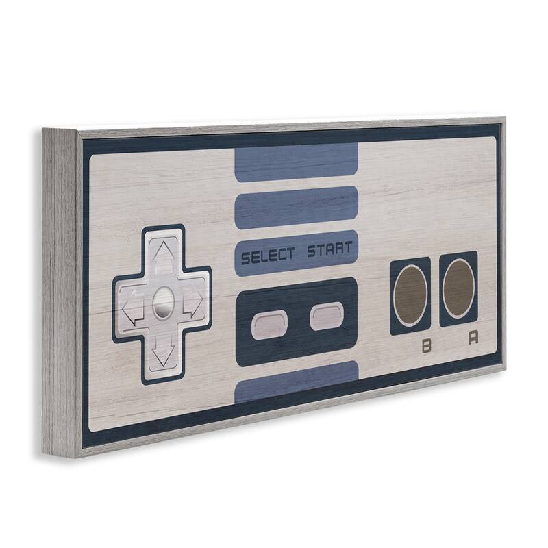 Stupell Vintage Video Game Entertainment System Classic Controller Blue Framed Wall Art