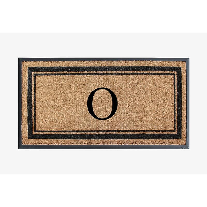 A1HC Picture Frame Natural Rubber & Coir Large Monogrammed Doormat 24"x48" - O