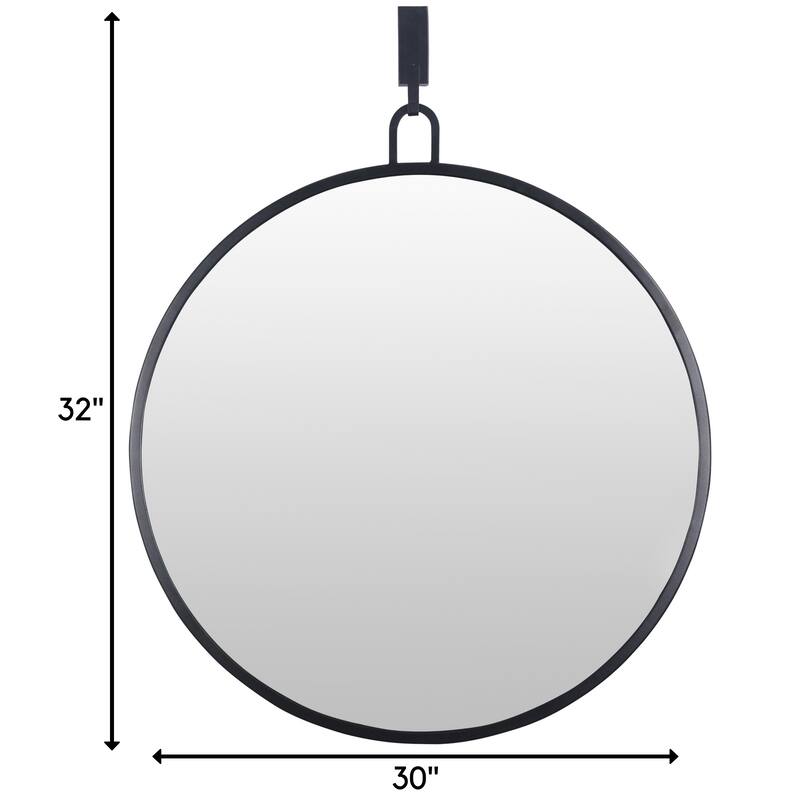 Varaluz Stopwatch Round Accent Mirror - 30"W x 30"H - Black