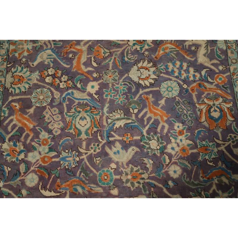 Hand Knotted Oriental 100% Wool Carpet Traditional All-Over Purples Tabriz Area Rug - 7' 10'' X 5' 3''