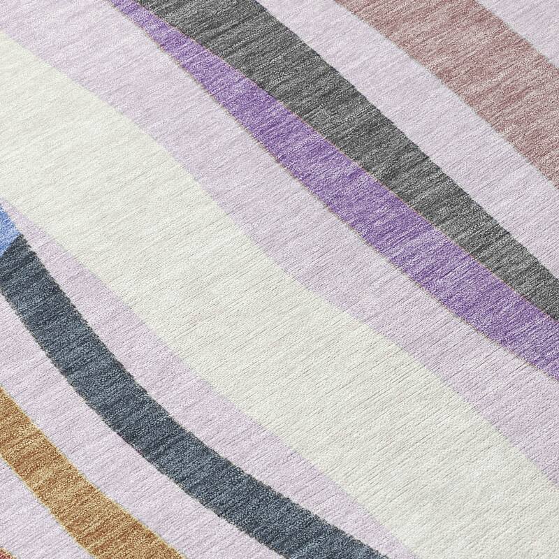 Machine Washable Indoor/Outdoor Modern Stripes Chantille Rug