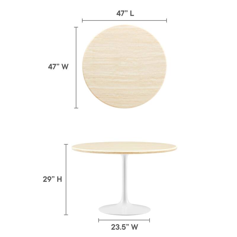 Lippa 48" Round Artificial Travertine Dining Table