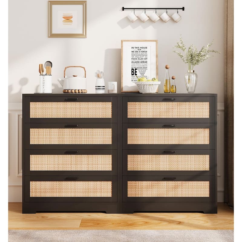 Rattan 4 Drawer Dresser for Bedroom