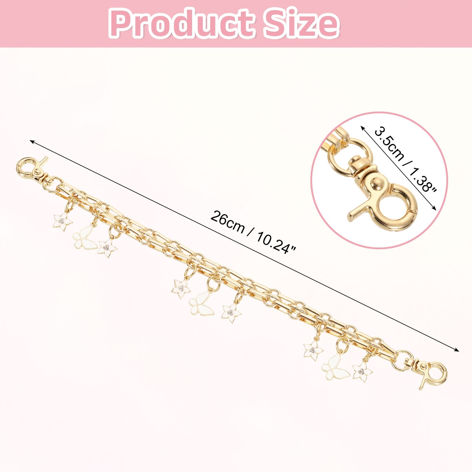 Flowers Butterfly Pendant Handbag Chain Strap