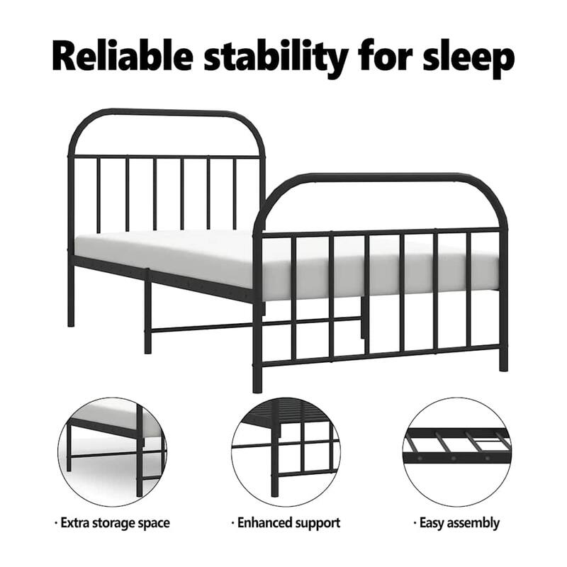 vidaXL 12 Inches Metal Bed Frame No Mattress