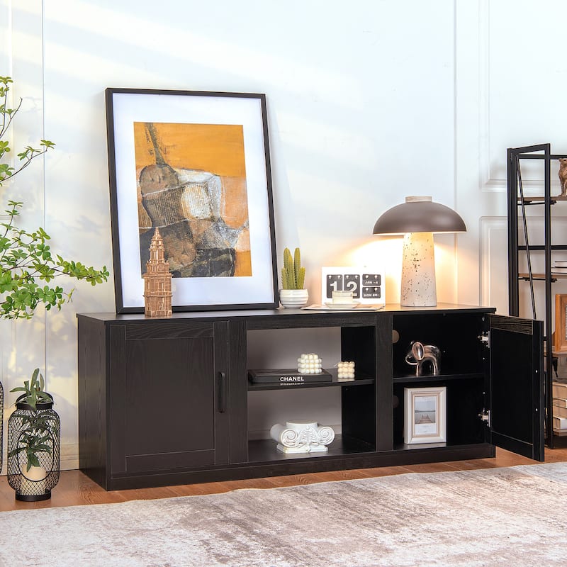 Costway 58'' TV Stand Entertainment Console Center W/ 2 Cabinets for - 58'' x 16'' x 22.5''