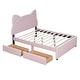 preview thumbnail 52 of 56, Upholstered Platform Bed with Cartoon Ear Headboard and Drawers