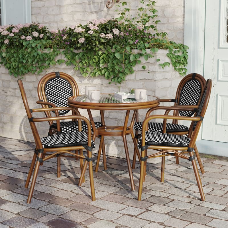 Indoor/Outdoor Commercial Bistro Set with Table and Four Chairs