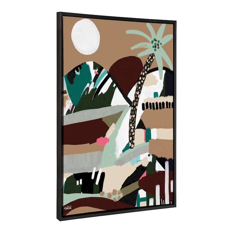 Kate and Laurel Sylvie Warm Offbeat Framed Canvas by Inkheart Designs - 28x38 - Black