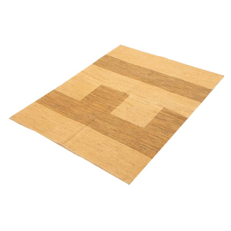 ECARPETGALLERY Flat-Weave Natural Tan Wool Tapestry Kilim - 4'10 x 6'3