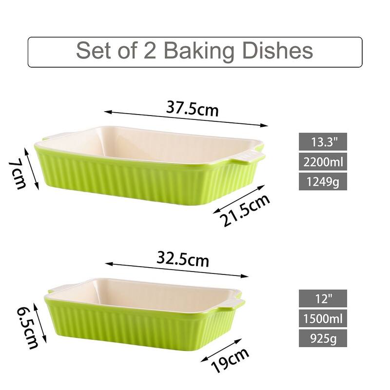 MALACASA Series Bake.Bake, Rectangle Porcelain Bakeware Set