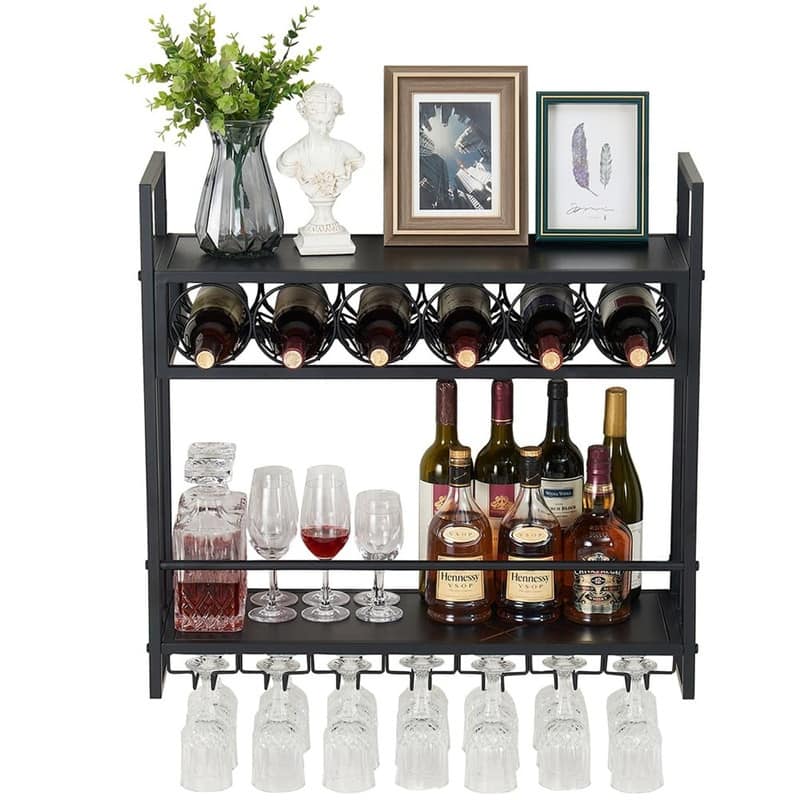 Wall Mounted Wine Rack - 32.76"D x 9.84"W x 21.65"H
