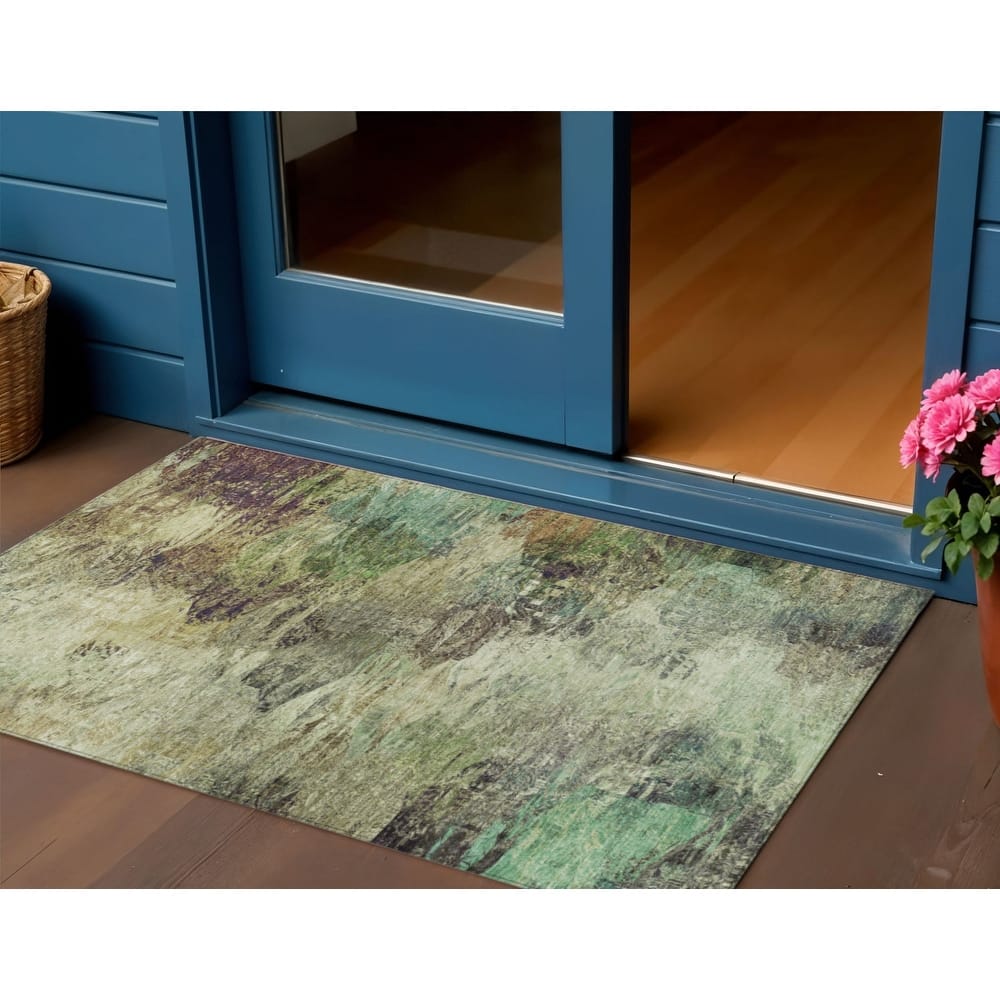HomeRoots Abstract Transitional Rectangle Outdoor Rug