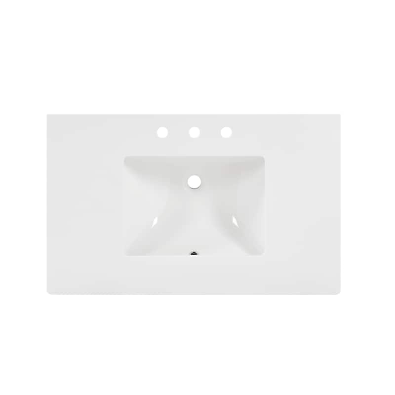 36" Solid Wood Bathroom Vanity with USB Charging Storage