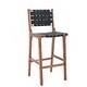 preview thumbnail 5 of 3, Woven Leather Bar Stool, Counter Height Bar Stools - Black
