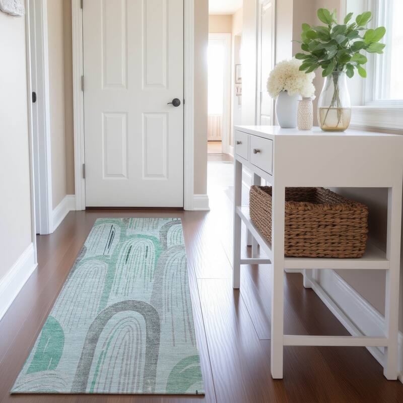 Premium Washable Super Soft Contemporary Imprints Mayfield Rug - Seafoam - 2'3" x 7'6"