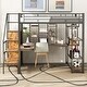 preview thumbnail 21 of 31, Full Size Metal Loft Bed with Storage Staircase and Wardrobe, White