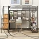 preview thumbnail 1 of 34, Metal Loft Bed with Storage Staircase and Small Wardrobe, Built-in Desk and Storage Shelves, Full Size Black