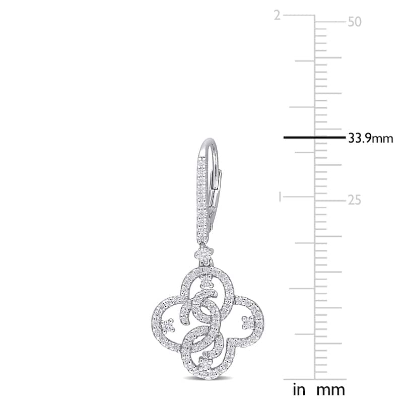 Miadora 1ct DEW Moissanite Filigree Floral Dangle Leverback Earrings in Sterling Silver