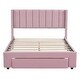 preview thumbnail 1 of 50, Gray Full Velvet Upholstered Bed with Large Storage Drawer - Luxurious Design Pink