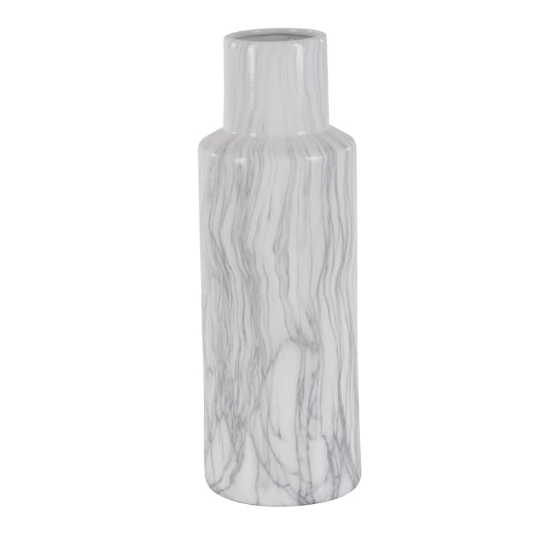 Ceramic Faux Marble Decorative Vase - White - Roche River Decor