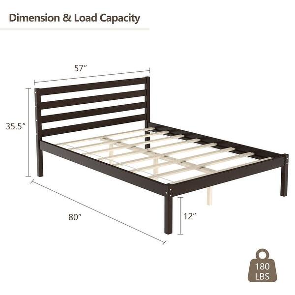 Full Size Bed frame Foundation with Solid Wooden Slat Support