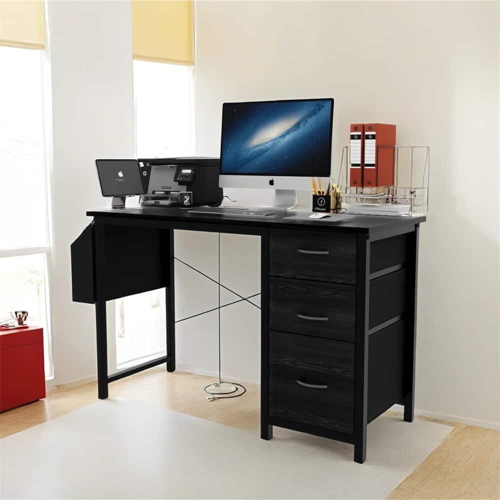 47.3" Office Desk with Power Outlet,3 Drawers,Large Side Pocket