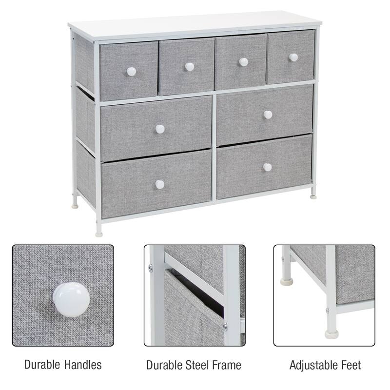 Dresser w/ 8 Drawers - Furniture Storage Chest Tower Unit for Bedroom (Black)