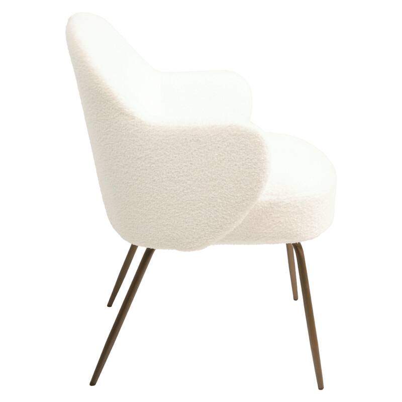 Furnish Theory Nordic Comfort Dining Armchair Arm Chair w/ Various Boucle Fabric Upholstery Covers & Steel Leg Finishes