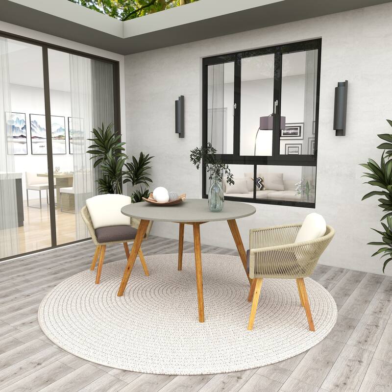 Gray Concrete Resin Modern Outdoor Dining and Accent Table Collection