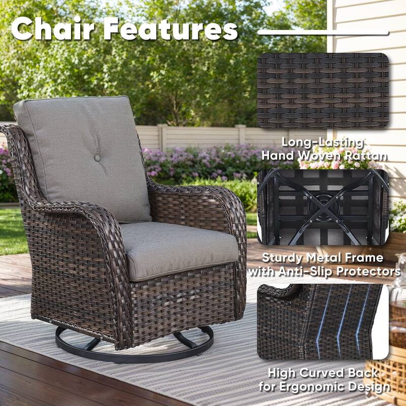 Outside Glider Chair with Cushion Brown-Grey - Brown