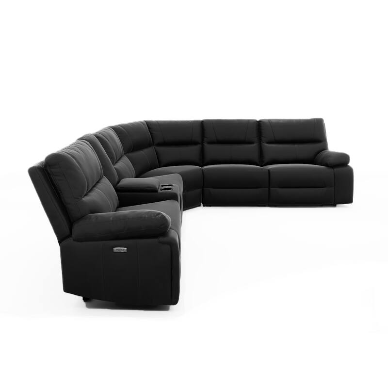 Malibu 130" 6-Piece Leather & Faux Leather Power Reclining Sectional