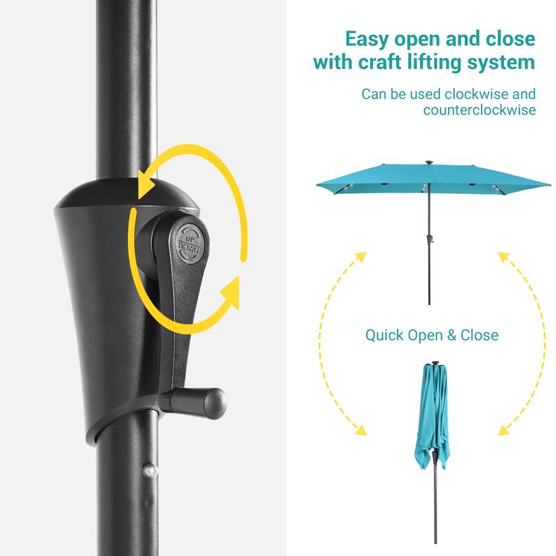 BONOSUKI 10 x 6.5Ft Solar-powered Double-Sided Patio Umbrella with Large Canopy Outdoor Table Umbrella, Anthracite Gray