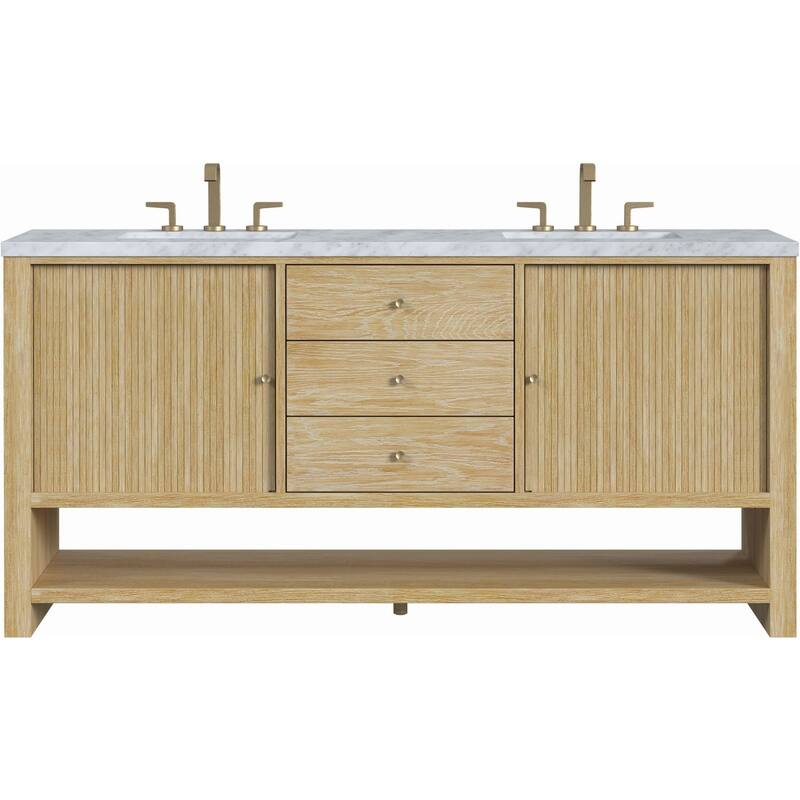 James Martin Vanities D404-V72-3CAR Marigot 72" Double Basin Wood - Sunwashed Oak - Oak Finish