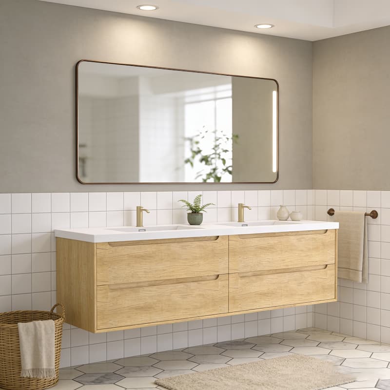 Prismis 60" 72" 84" Wall-Mount Premium Bathroom Vanity with Integrated Sink