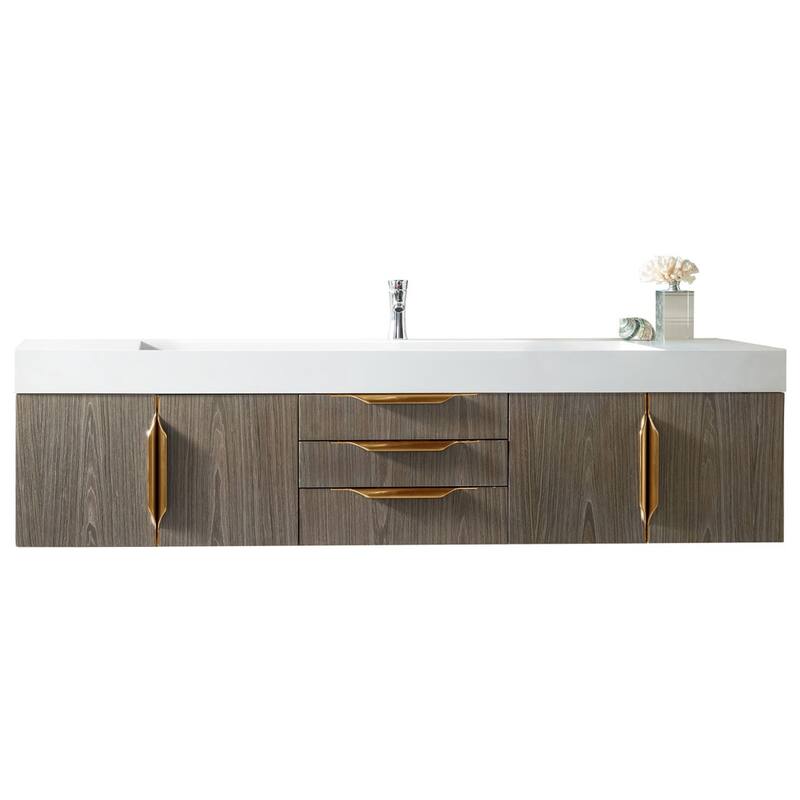 James Martin Vanities Mercer Island 72" Single Vanity, Ash Gray with Radiant Gold Hardware