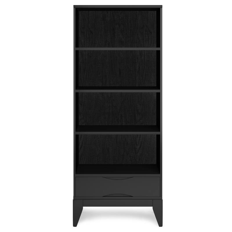 WYNDENHALL Pearson SOLID HARDWOOD 60 x 24 inch Mid Century Modern Bookcase with Storage - 24"w x 16"d x 60"h