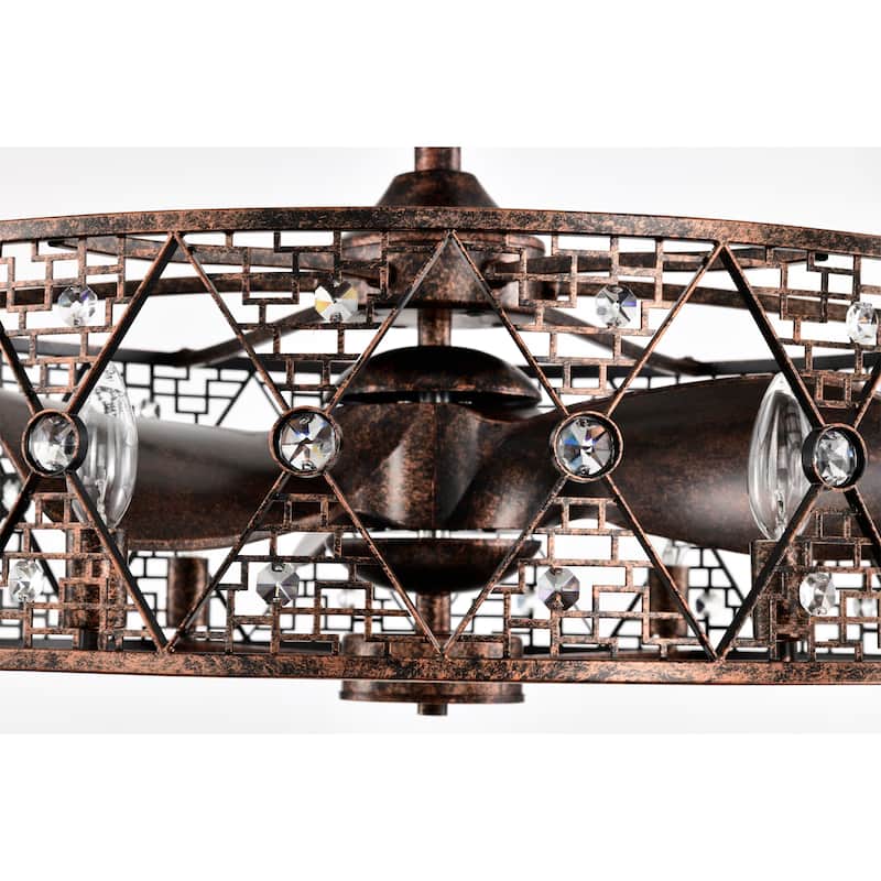 Cree 28 Inch Antiuqe Bronze Crystal Fandelier with Remote