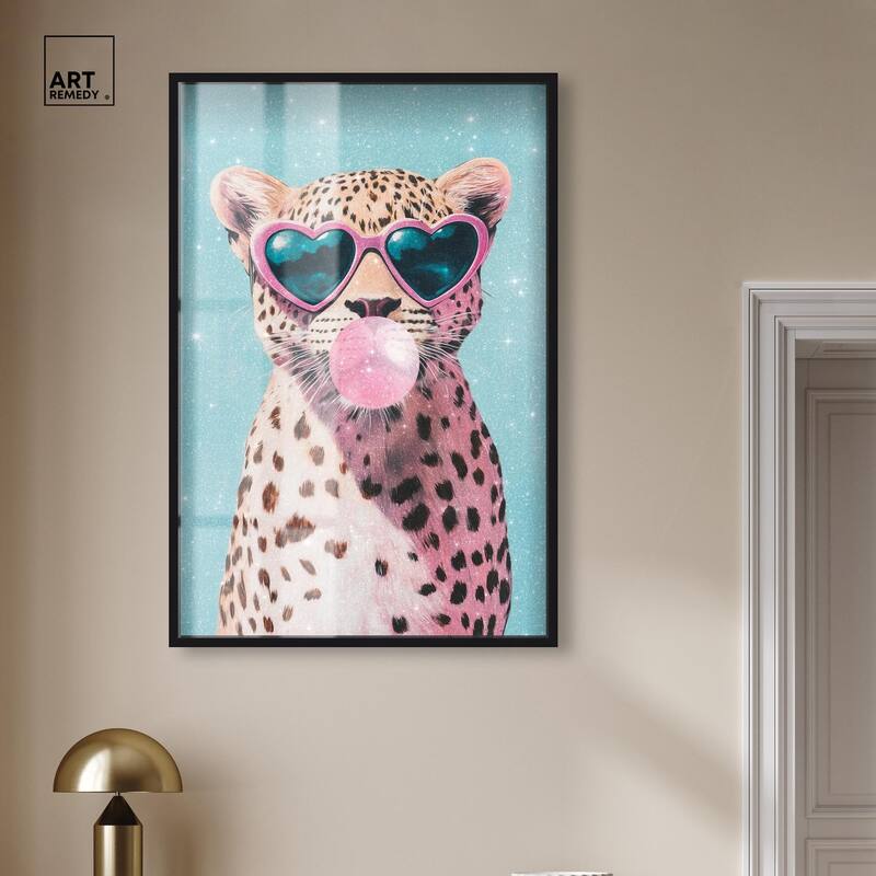Pastel Cheetah Bubblegum Shadowbox by Art Remedy
