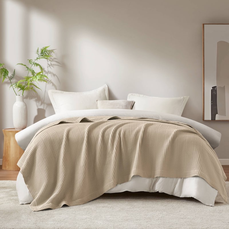 Madison Park Waffle Weave Cotton Blanket