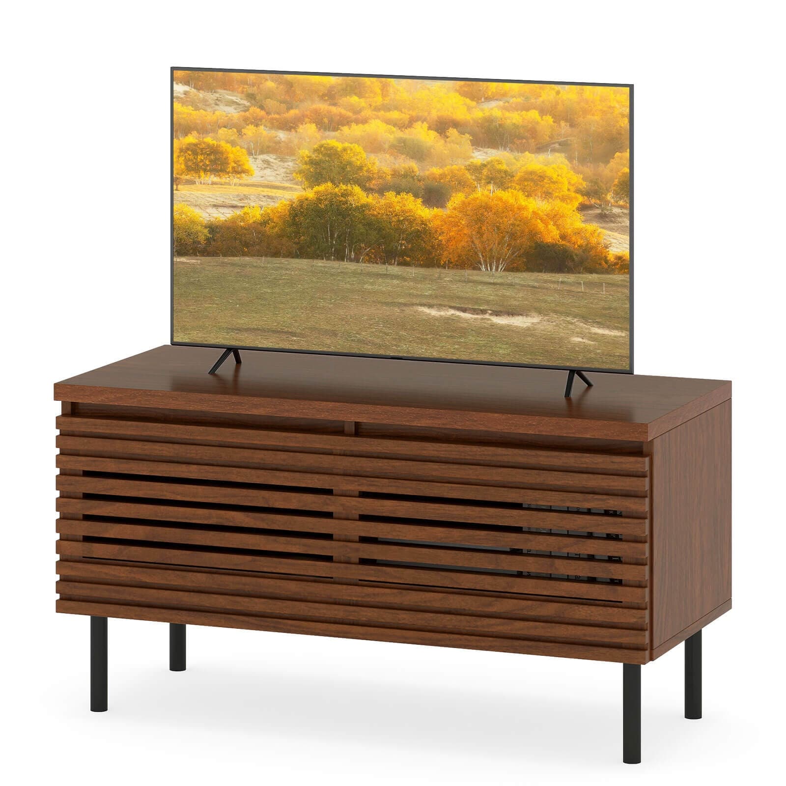 Costway Mid Century Fluted TV Stand for 40" TV Console Table with Open