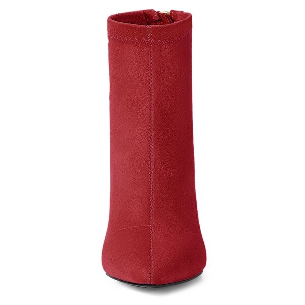 red pointed toe ankle boots