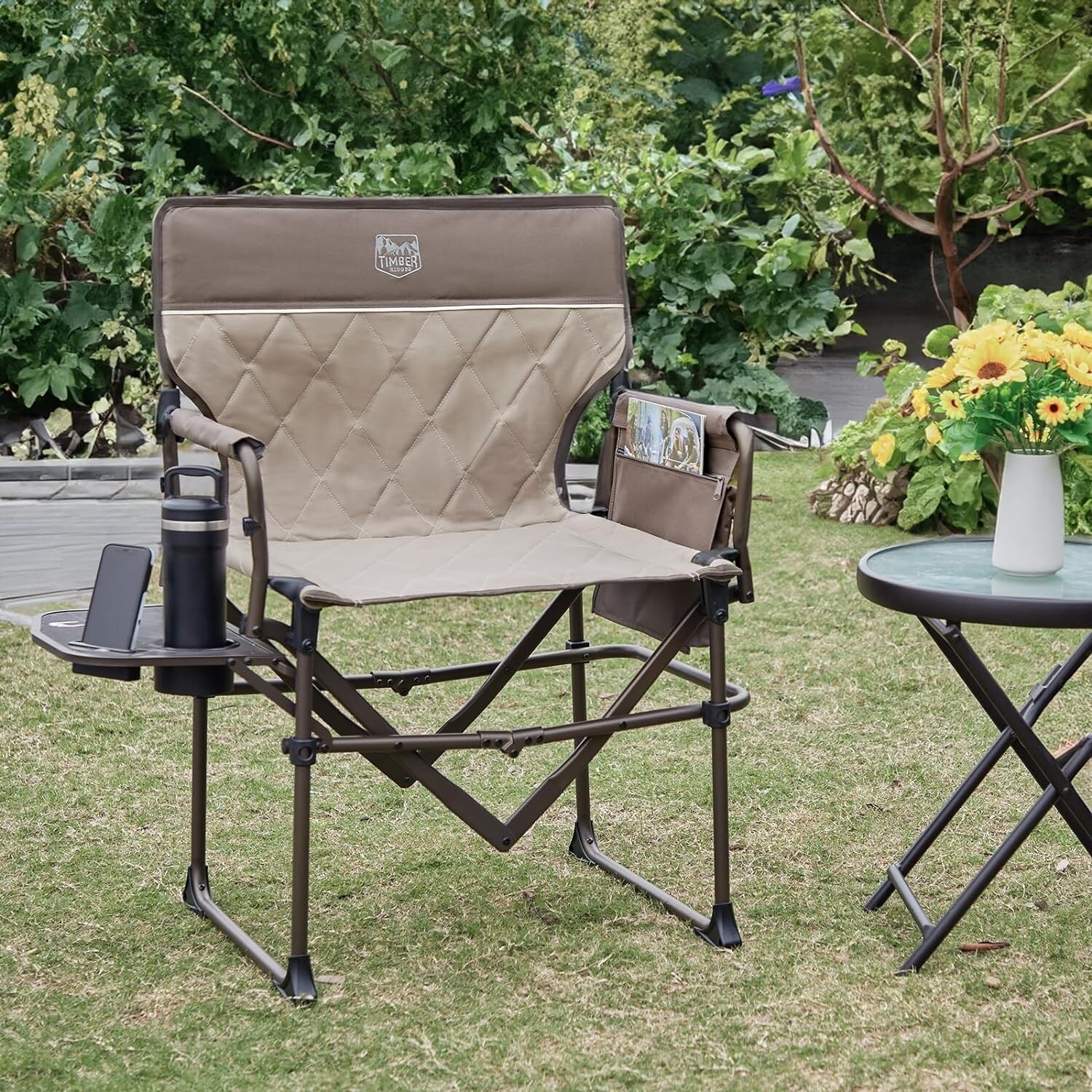 Heavy Duty Camping Chair Portable Directors Chair with Side Table and Pocket Bed Bath Beyond 40777856
