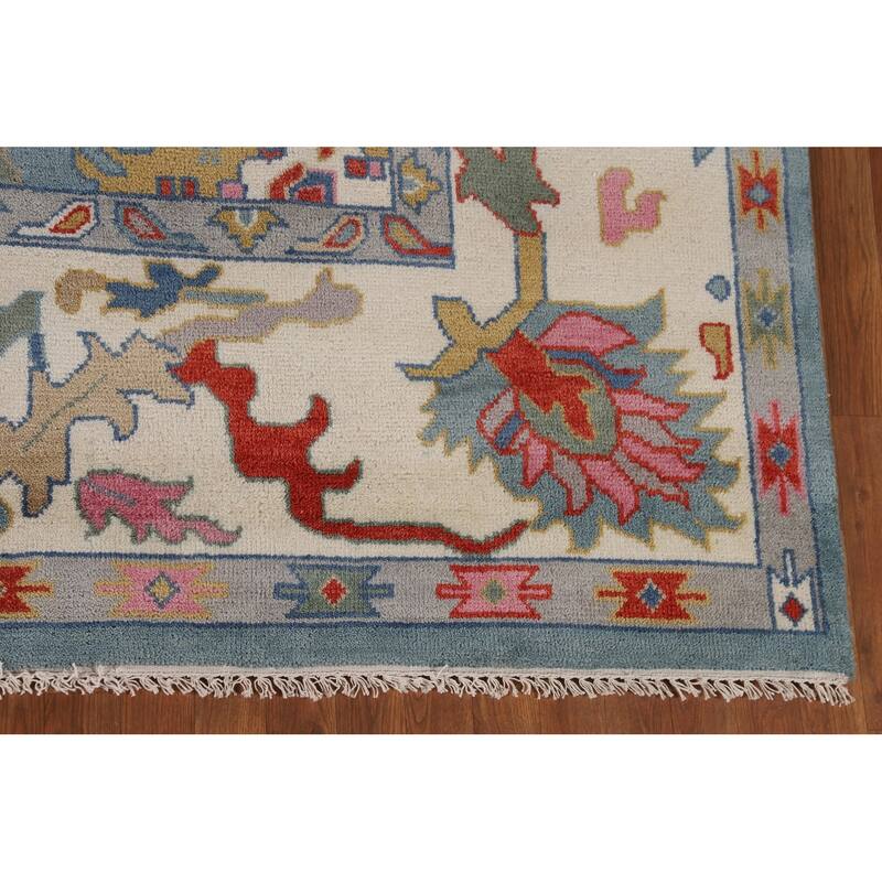 Blue Oushak Oriental Area Rug Handmade Wool Carpet - 9'2"x 11'11"