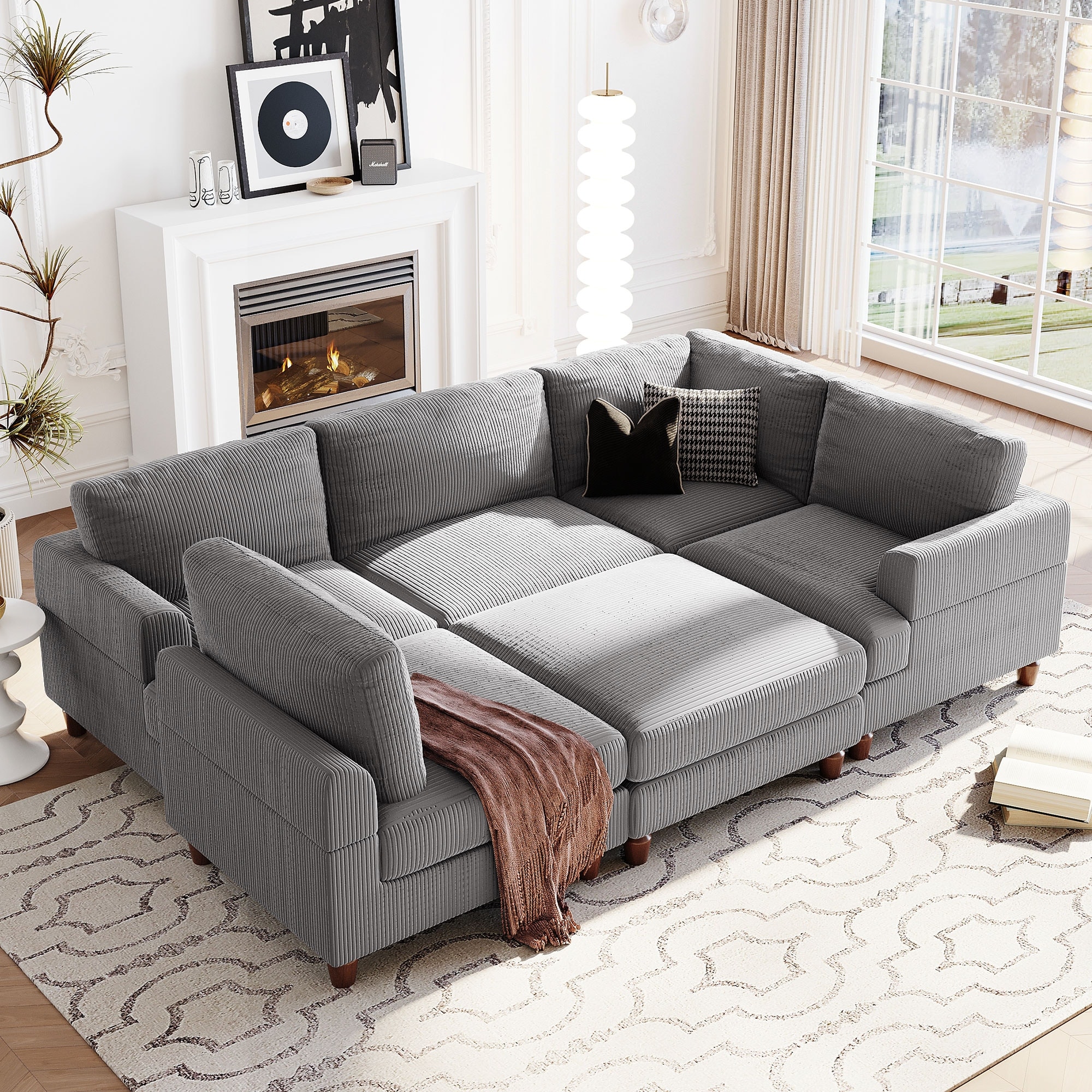 Modular Sectional Sofa with Ottoman L Shaped Corner Sectional Set