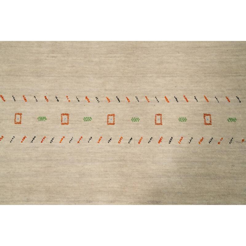 Hand Knotted Oriental 100% Wool Carpet Tribal Animal Pictorial Beige & Ivories Gabbeh Runner Rug - 11' 10'' X 4' 3''