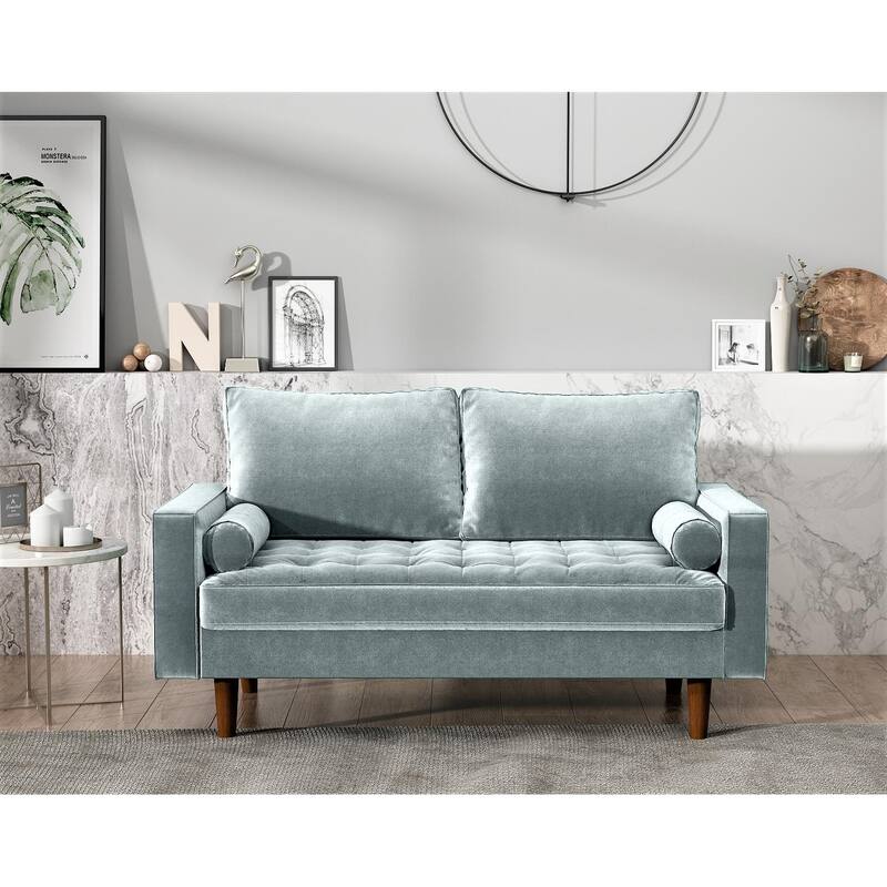 US Pride Mac Velvet Loveseat - Light Greyish Cyan