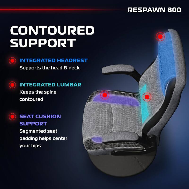 RESPAWN 800 Gaming Chair Floor, Swivel Rocker Gaming Chair, High Back Ergonomic Floor Gaming Chair for Kids and Adults