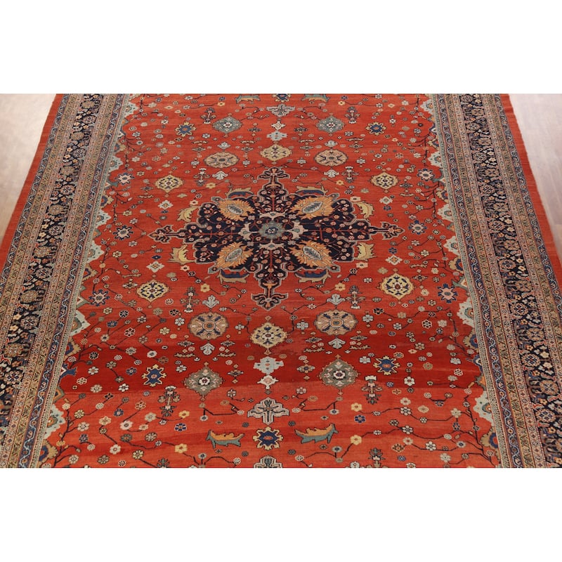 Hand Knotted Oriental 100% Wool Carpet Traditional Medallion Oranges & Rust Sultanabad Area Rug - 18' 0'' X 12' 0''